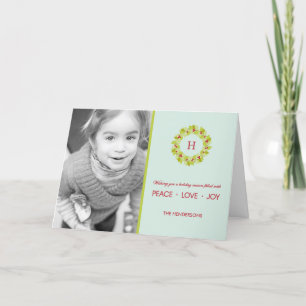 Monogram Wreath Christmas/ Holiday Photo Cards