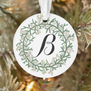 Monogram Wreath Christmas Ornament