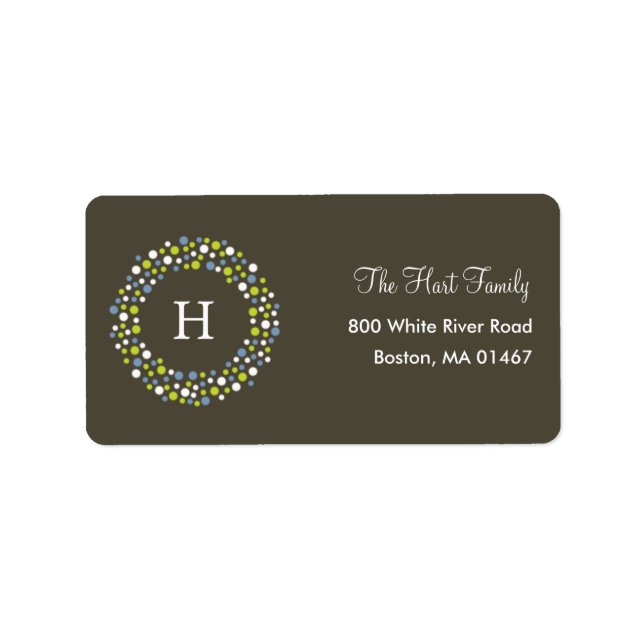 Monogram Wreath Holiday Address Label (Front)