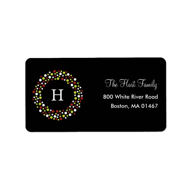 Monogram Wreath Holiday Address Label (Front)