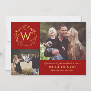 Monogram Wreath Holiday Photo Card