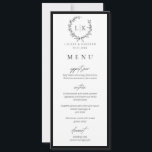 Monogram Wreath Instant Download Wedding Menu Card<br><div class="desc">Elegant botanical monogram wreath black and white wedding flat menu card.</div>