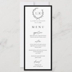 Monogram Wreath Instant Download Wedding Menu Card