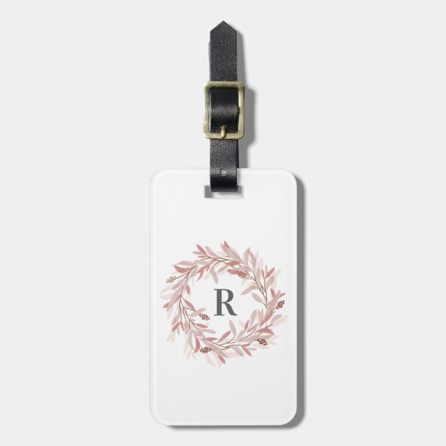 Monogram Wreath Luggage Tag (Front Vertical)