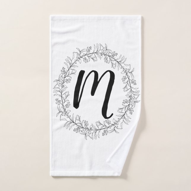 Monogram Wreath Personalise Hand Towel (Hand Towel)