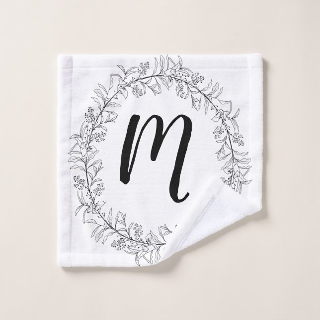 Monogram Wreath Personalise Wash Cloth (Wash Cloth)