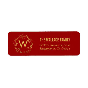 Monogram Wreath Return Address Labels