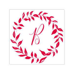 Monogram Wreath Self Inking Rubber Stamp