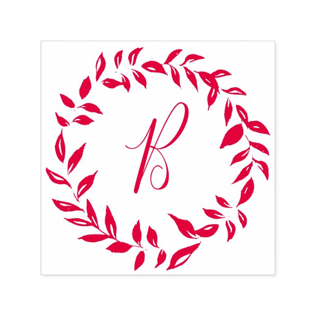 Monogram Wreath Self Inking Rubber Stamp (Design)