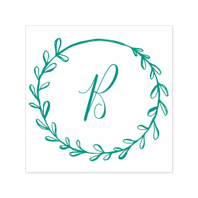 Monogram Wreath Self Inking Rubber Stamp (Design)