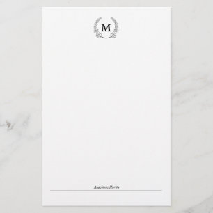 Monogram wreath stationery paper