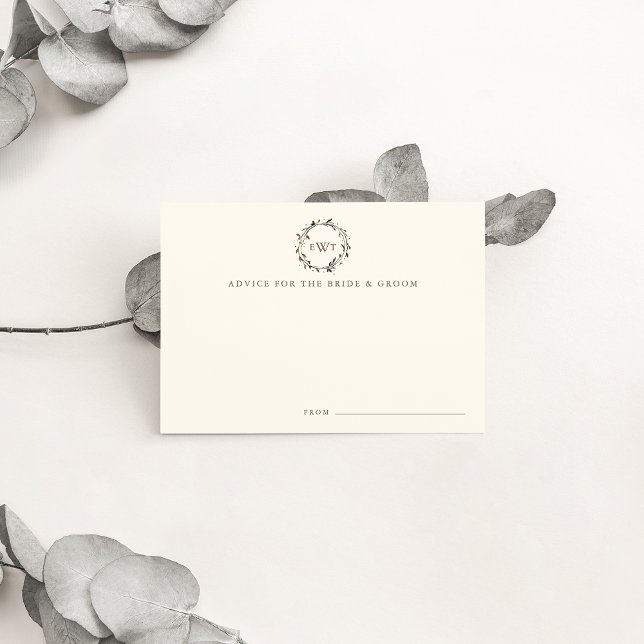 Monogram Wreath Wedding Advice Cards | Twig (Creator Uploaded)