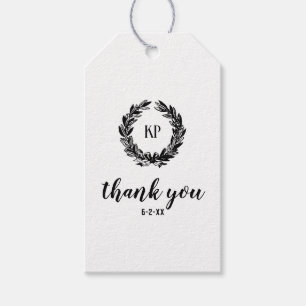 Monogram Wreath Wedding Custom Favours Gift Tags