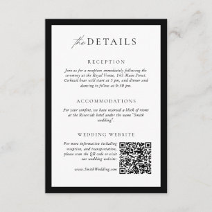 Monogram Wreath Wedding Details QR Code Classic Enclosure Card