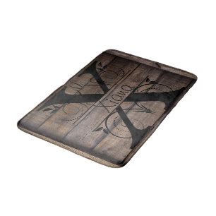 Monogram X Initial Bath, Kitchen Mat Cabin Rustic