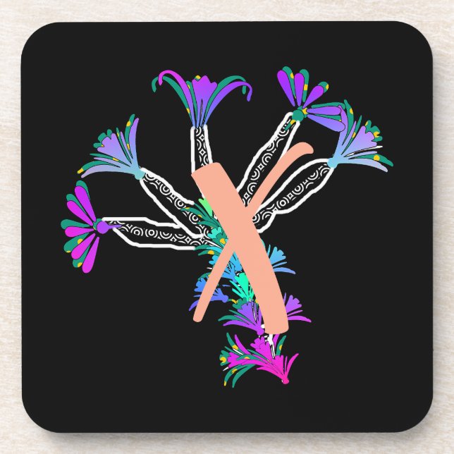 Monogram X Initial  Beverage Coaster (Front)
