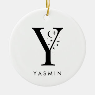 Monogram Y Celestial Name  Ceramic Tree Decoration
