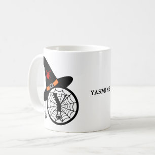 Monogram Y Halloween Witch Spiders Your Name Coffee Mug