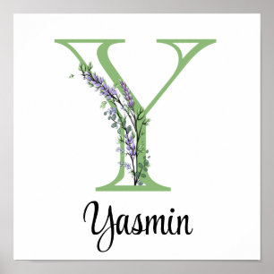 Monogram Y Lavender Eucalyptus nursery  Poster
