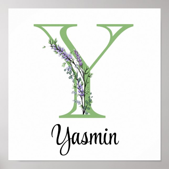 Monogram Y Lavender Eucalyptus nursery  Poster (Front)