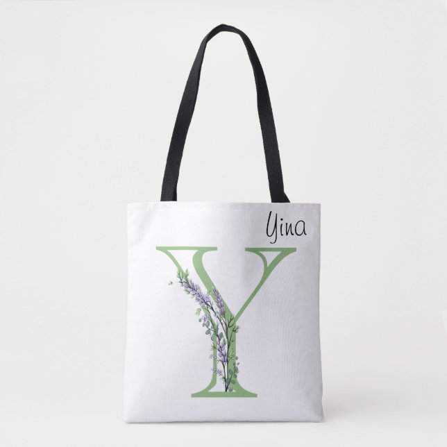 Monogram Y Lavender Eucalyptus Tote Bag (Front)
