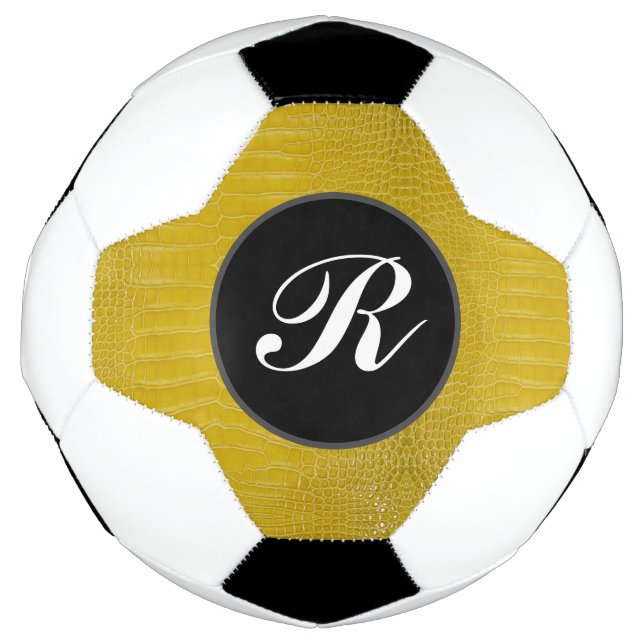 Monogram Yellow Alligator Texture Print Football (Front)