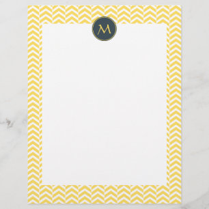 Monogram Yellow and White Chevron with Charcoal