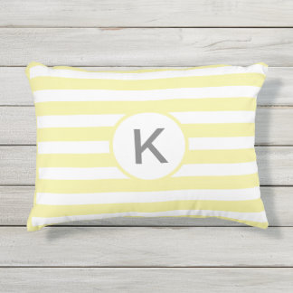 Monogram Yellow and White Striped Patio Outdoor Cushion