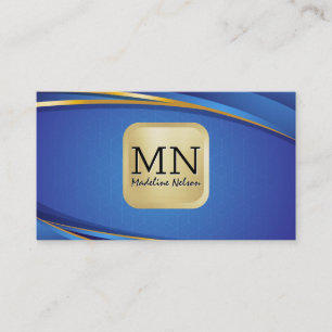 Monogram   Yellow Blue Background Business Card