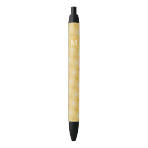 Monogram yellow circles pattern black ink pen