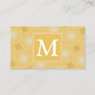Monogram yellow circles pattern business card