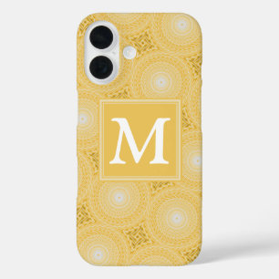 Monogram yellow circles pattern iPhone 16 case