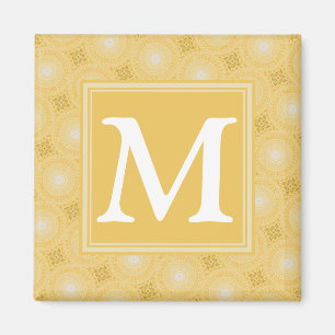 Monogram yellow circles pattern magnet