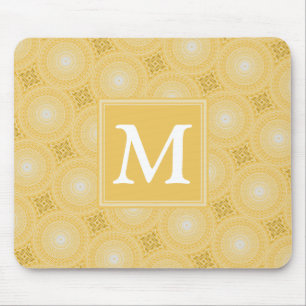 Monogram yellow circles pattern mouse mat
