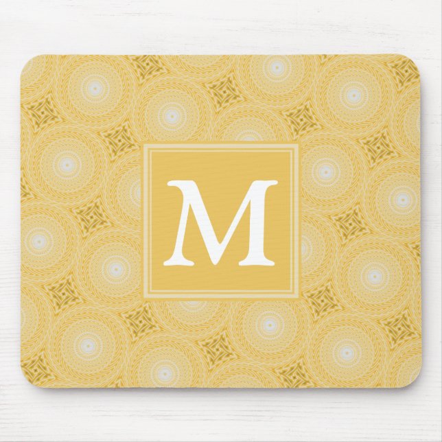 Monogram yellow circles pattern mouse mat (Front)