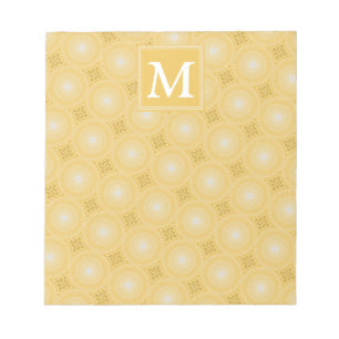 Monogram yellow circles pattern notepad