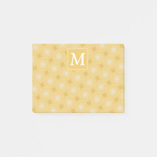 Monogram yellow circles pattern post-it notes