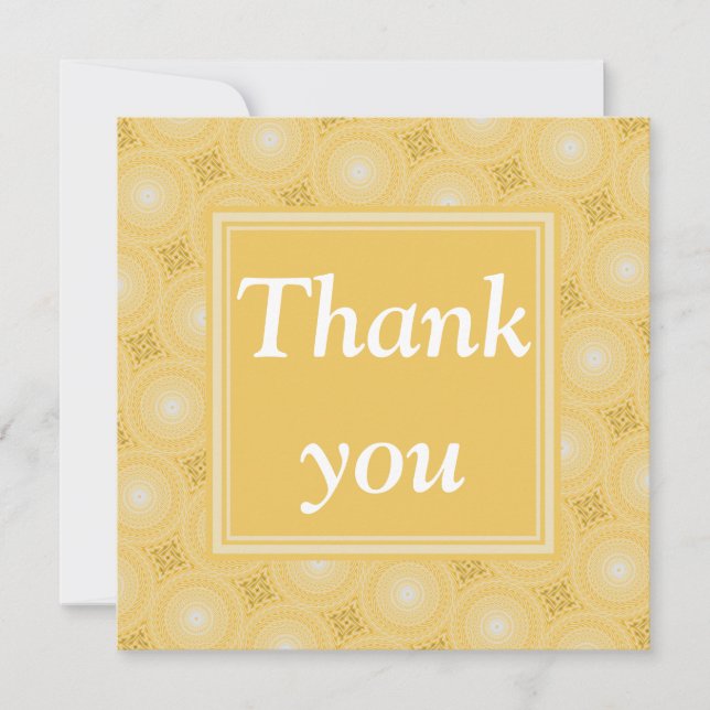 Monogram yellow circles pattern thank you card (Front)