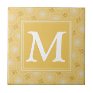 Monogram yellow circles pattern tile