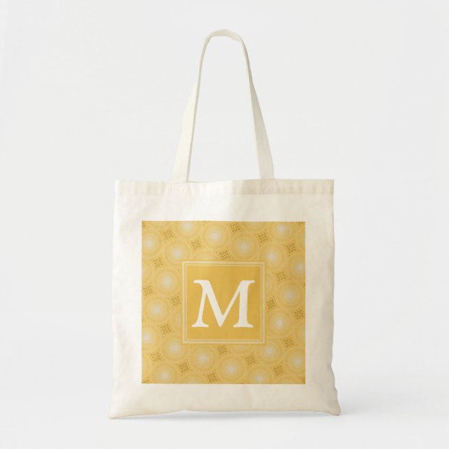 Monogram yellow circles pattern tote bag (Front)