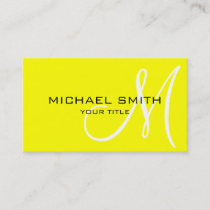Monogram Yellow colour background Business Card