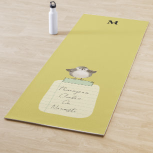 Monogram Yellow Cute Bird Custom Focus Reminder Yoga Mat