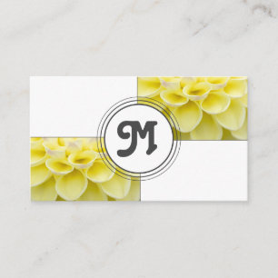 Monogram yellow flower florist two tone tiles business card