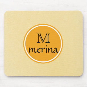 Monogram Yellow Gold Circle Mouse Mat