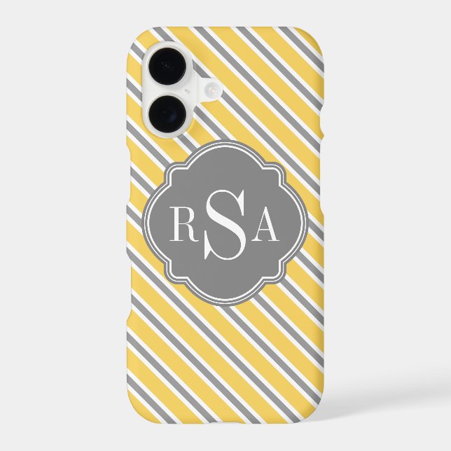 Monogram Yellow Grey White Stripe Pattern (Back)