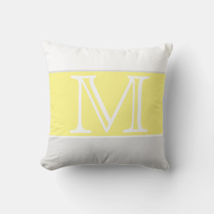 MONOGRAM Yellow Grey White stripe Solid Colour Cushion