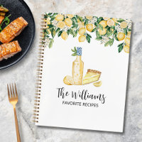 Monogram Yellow Lemon Tree Family Recipe Book
