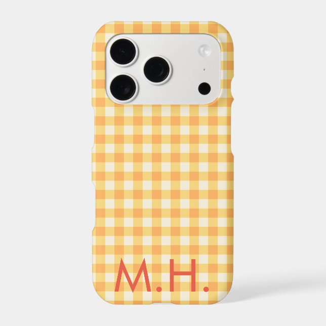 Monogram Yellow Orange Ish Preppy Gingham Plaid (Back)