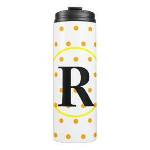 Monogram Yellow Orange Polka Dots Thermal Tumbler