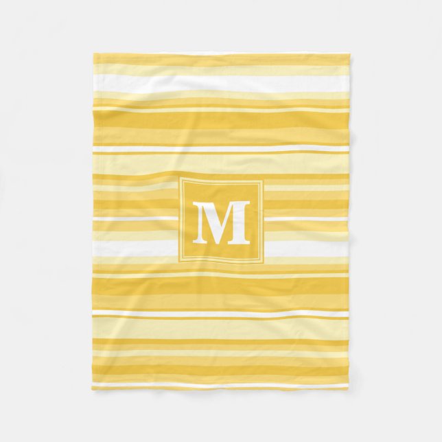 Monogram yellow stripes fleece blanket (Front)